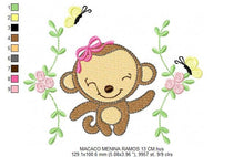 Cargar imagen en el visor de la galería, Monkey embroidery designs - Safari embroidery design machine embroidery pattern - Animal embroidery file - instant download newborn nursery
