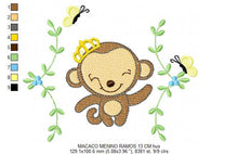 Cargar imagen en el visor de la galería, Monkey embroidery designs - Safari embroidery design machine embroidery pattern - Animal embroidery file - instant download newborn nursery
