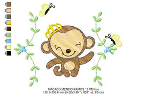 Monkey embroidery designs - Safari embroidery design machine embroidery pattern - Animal embroidery file - instant download newborn nursery