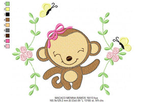 Monkey embroidery designs - Safari embroidery design machine embroidery pattern - Animal embroidery file - instant download newborn nursery