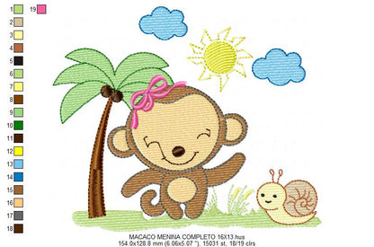 Safari embroidery designs - Monkey embroidery design machine embroidery pattern - Animal embroidery file - animals embroidery forest animals