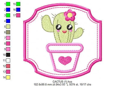 Cactus embroidery designs - cactus vases embroidery design machine embroidery pattern - vase embroidery file succulent applique design frame Marcia Embroidery