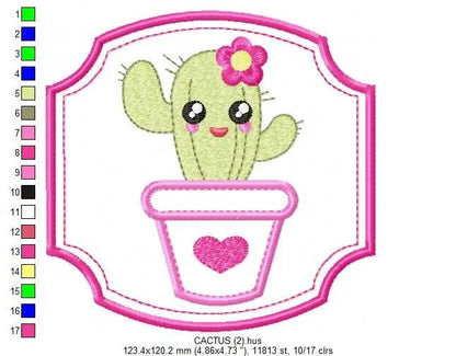 Cactus embroidery designs - cactus vases embroidery design machine embroidery pattern - vase embroidery file succulent applique design frame Marcia Embroidery