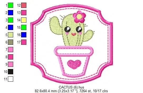 Cactus embroidery designs - cactus vases embroidery design machine embroidery pattern - vase embroidery file succulent applique design frame Marcia Embroidery