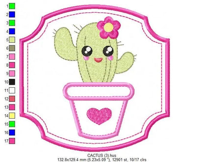Cactus embroidery designs - cactus vases embroidery design machine embroidery pattern - vase embroidery file succulent applique design frame Marcia Embroidery