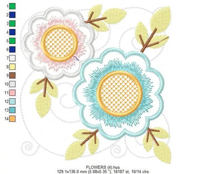 Flowers embroidery designs - Flower embroidery design machine embroidery pattern - Floral embroidery file - instant download roses floral Marcia Embroidery