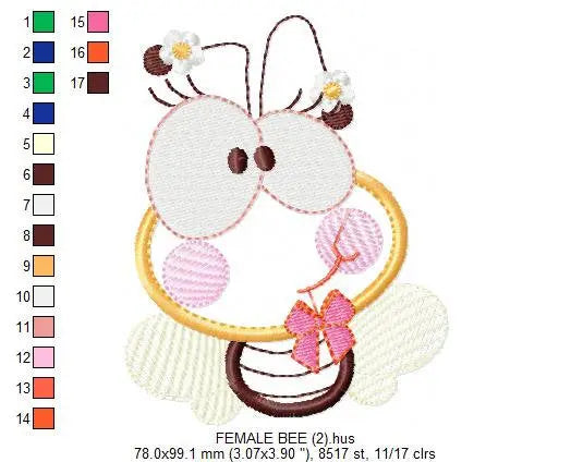 Bee embroidery design - Ant embroidery designs machine embroidery pattern - Insect embroidery file -Bee applique design - instant download Marcia Embroidery
