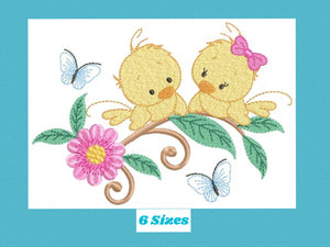 Bird embroidery designs - Baby girl embroidery design machine embroidery pattern - instant download - love couple embroidery birdies spring