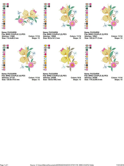 Bird embroidery designs - Baby girl embroidery design machine embroidery pattern - instant download - love couple embroidery birdies spring Marcia Embroidery