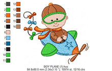 Laden Sie das Bild in den Galerie-Viewer, Pilot embroidery designs - Plane embroidery design machine embroidery pattern - Baby boy embroidery file - instant download Aviator toddler
