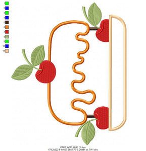 Cake embroidery design - Dessert embroidery design machine embroidery pattern - Kitchen towel embroidery file - Pie applique design