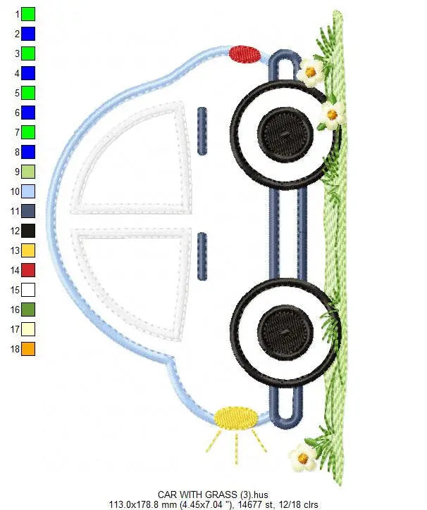 Car applique embroidery designs - Vehicle embroidery design machine embroidery pattern - Automobile embroidery file - instant download pes Marcia Embroidery