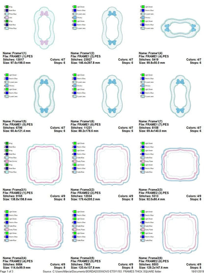 Frame embroidery designs set - Frame Applique Design - Shape Embroidery machine embroidery design - digital file instant download monogram Marcia Embroidery