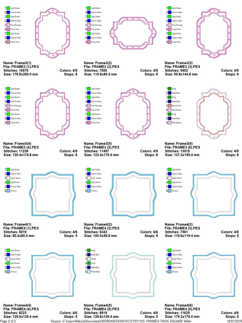 Frame embroidery designs set - Frame Applique Design - Shape Embroidery machine embroidery design - digital file instant download monogram Marcia Embroidery