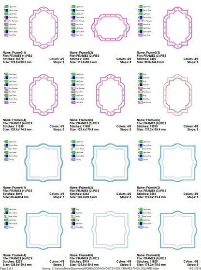 Frame embroidery designs set - Frame Applique Design - Shape Embroidery machine embroidery design - digital file instant download monogram Marcia Embroidery