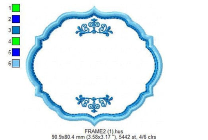 Frame embroidery designs set - Frame Applique Design Machine embroidery pattern - Monogram frame shape tag embroidery file  instant download