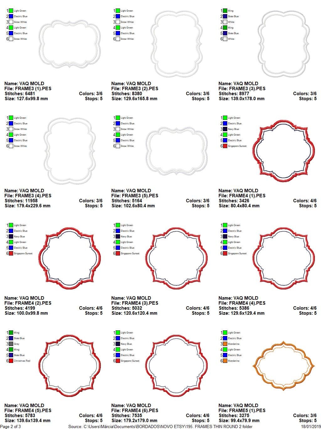 Frame embroidery designs set - Frame Applique Design Machine embroidery pattern - Monogram frame shape tag embroidery file  instant download