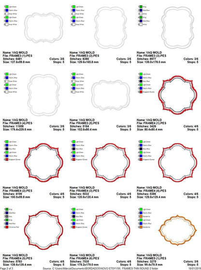 Frame embroidery designs set - Frame Applique Design Machine embroidery pattern - Monogram frame shape tag embroidery file  instant download