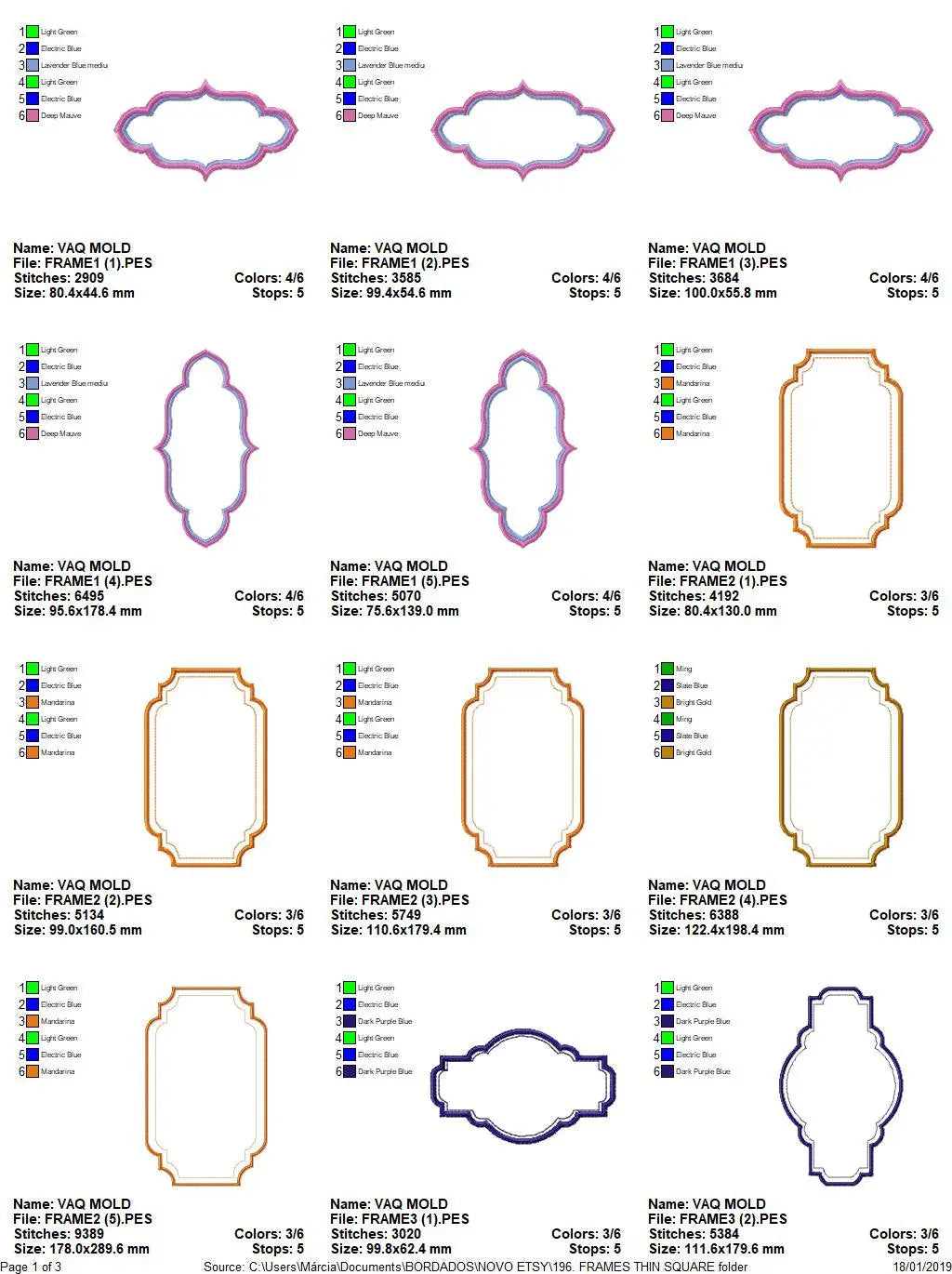 Frame embroidery designs set - Frame Applique Design machine embroidery pattern - monogram shape embroidery file - instant download jef pes Marcia Embroidery