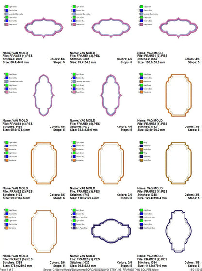Frame embroidery designs set - Frame Applique Design machine embroidery pattern - monogram shape embroidery file - instant download jef pes Marcia Embroidery