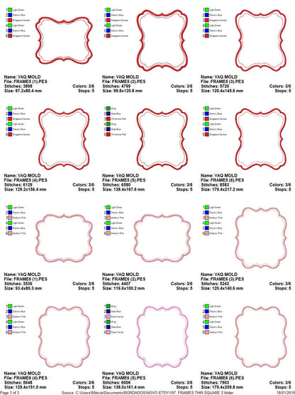 Frame embroidery designs set - Frame Applique Design machine embroidery pattern - Monogram embroidery file - shape tag  instant download