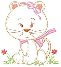 Load image into Gallery viewer, Cat embroidery design - Animal embroidery designs machine embroidery pattern - Kitty embroidery file - baby girl embroidery cat applique
