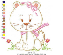 Load image into Gallery viewer, Cat embroidery design - Animal embroidery designs machine embroidery pattern - Kitty embroidery file - baby girl embroidery cat applique
