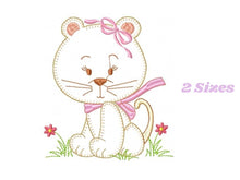 Load image into Gallery viewer, Cat embroidery design - Animal embroidery designs machine embroidery pattern - Kitty embroidery file - baby girl embroidery cat applique
