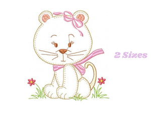 Cat embroidery design - Animal embroidery designs machine embroidery pattern - Kitty embroidery file - baby girl embroidery cat applique