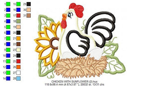 Chicken embroidery designs - Kitchen embroidery design machine embroidery pattern - instant download - Flower embroidery  Rooster applique