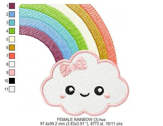 Cloud embroidery design - rainbow embroidery design machine embroidery pattern - baby girl embroidery file - kid embroidery newborn boy Marcia Embroidery