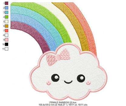 Cloud embroidery design - rainbow embroidery design machine embroidery pattern - baby girl embroidery file - kid embroidery newborn boy Marcia Embroidery