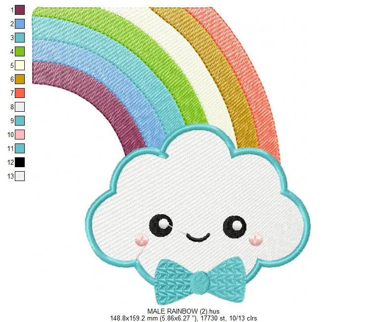 Cloud embroidery design - rainbow embroidery design machine embroidery pattern - baby girl embroidery file - kid embroidery newborn boy Marcia Embroidery