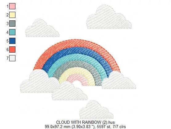 Cloud embroidery design - Rainbow embroidery designs machine embroidery pattern - Baby girl embroidery file - digital download sky rainbow Marcia Embroidery