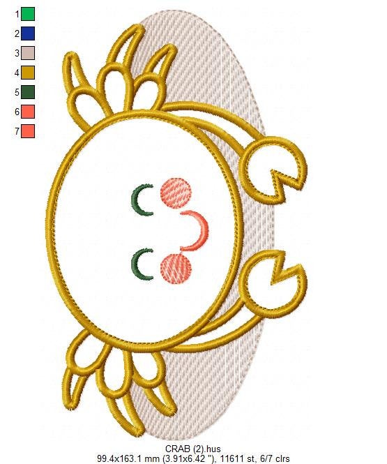 Crab embroidery design - Beach animal embroidery designs machine embroidery pattern - Cancer Crab applique design - instant download pes jef