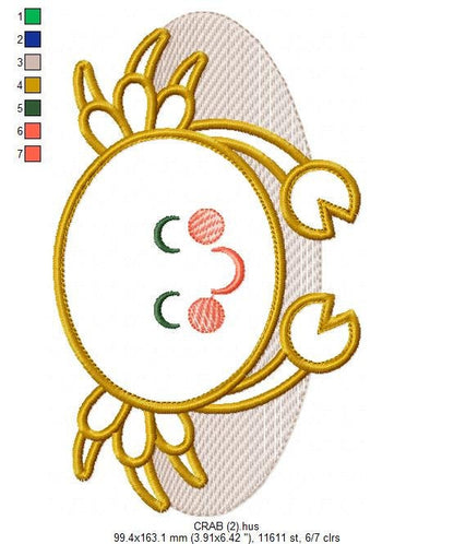 Crab embroidery design - Beach animal embroidery designs machine embroidery pattern - Cancer Crab applique design - instant download pes jef
