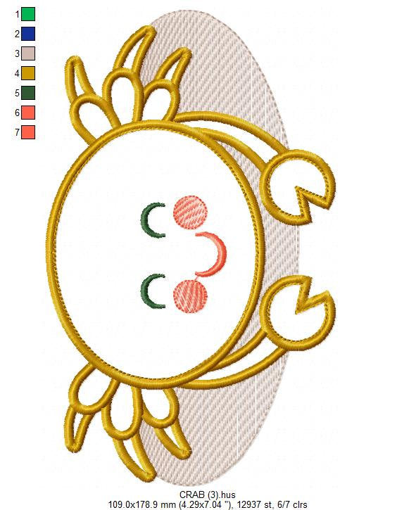 Crab embroidery design - Beach animal embroidery designs machine embroidery pattern - Cancer Crab applique design - instant download pes jef