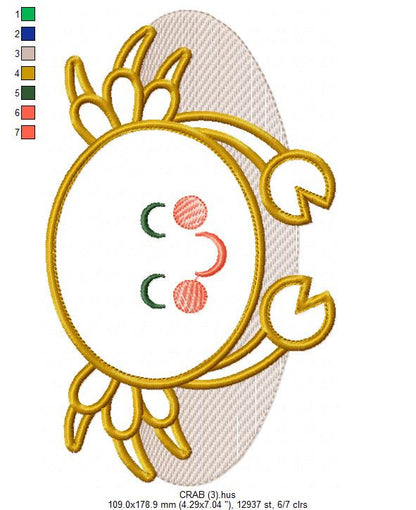 Crab embroidery design - Beach animal embroidery designs machine embroidery pattern - Cancer Crab applique design - instant download pes jef