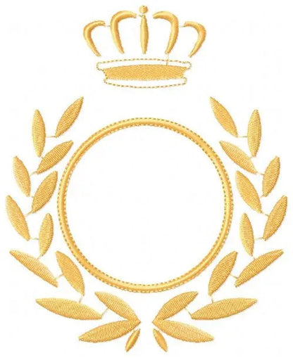 Crown Monogram Circle Frame embroidery designs - Golden Laurel with crown machine embroidery pattern - Instant digital download pes jef dst Marcia Embroidery