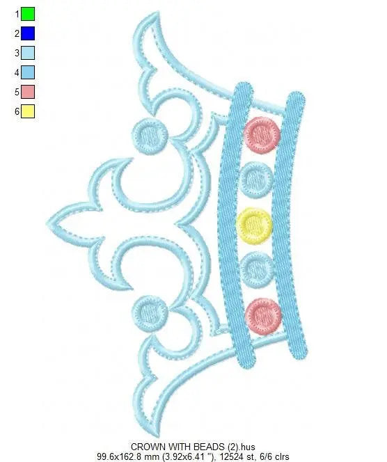 Crown embroidery designs - Princess crown embroidery design machine embroidery pattern - baby girl embroidery file - crown applique design Marcia Embroidery
