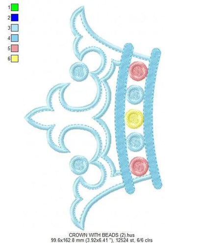 Crown embroidery designs - Princess crown embroidery design machine embroidery pattern - baby girl embroidery file - crown applique design Marcia Embroidery