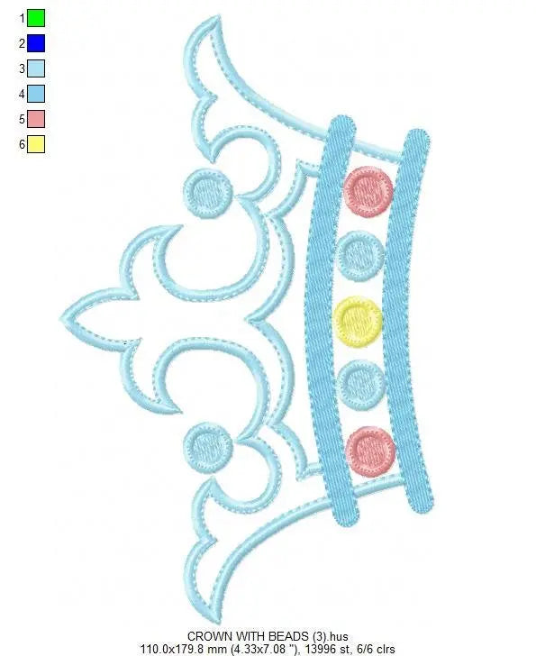 Crown embroidery designs - Princess crown embroidery design machine embroidery pattern - baby girl embroidery file - crown applique design Marcia Embroidery