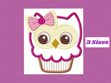 Charger l&#39;image dans la galerie, Owl embroidery designs - Bird embroidery design machine embroidery pattern - instant download owl applique design - girl embroidery cupcake
