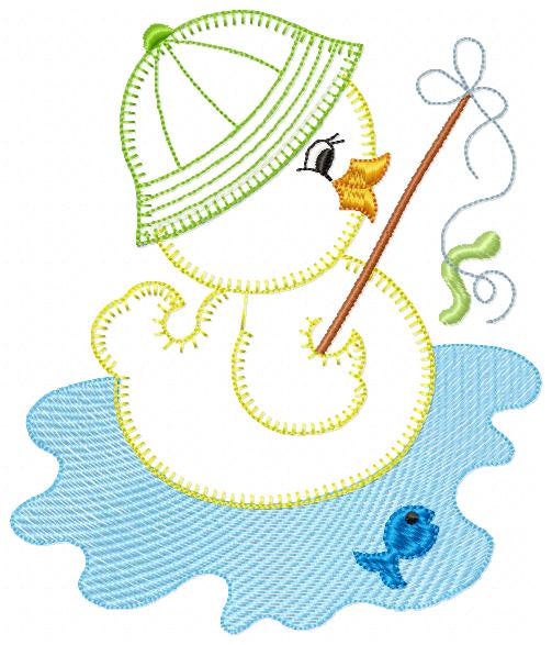 Fishing Duck embroidery design - Lake Water Animal embroidery designs machine embroidery pattern - Ducks applique design - instant download