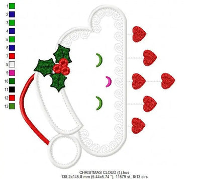 Xmas embroidery designs - Cloud embroidery design machine embroidery pattern - Christmas embroidery file - instant download Christmas design Marcia Embroidery