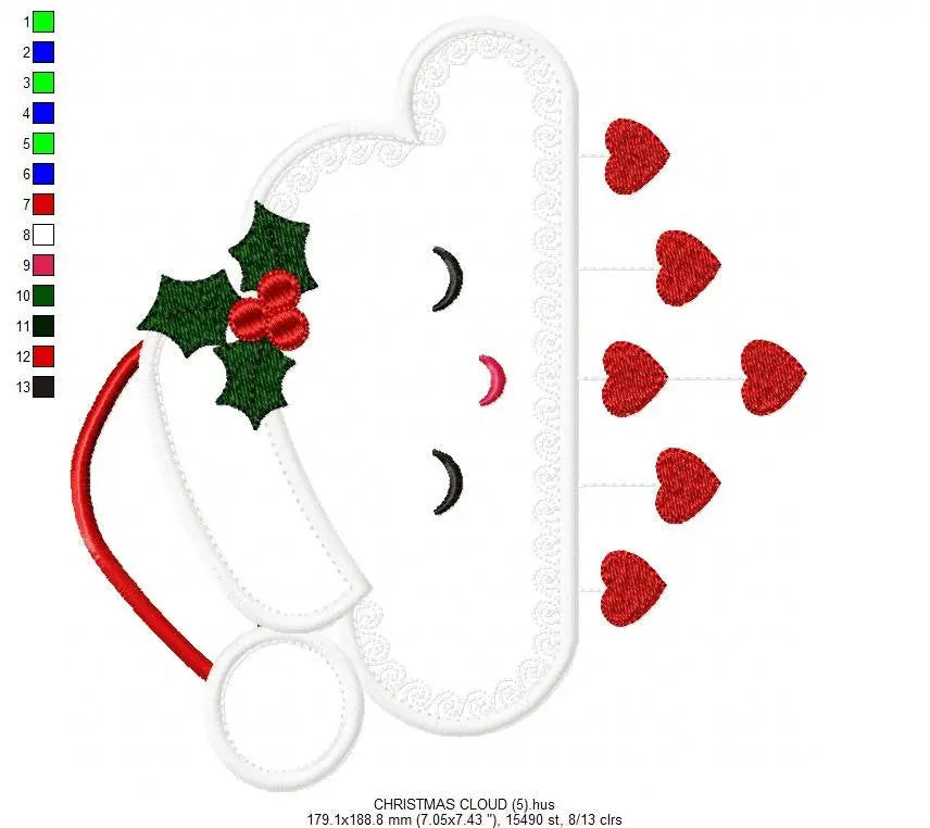 Xmas embroidery designs - Cloud embroidery design machine embroidery pattern - Christmas embroidery file - instant download Christmas design Marcia Embroidery