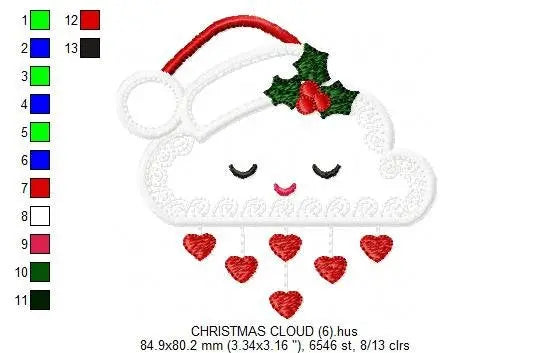 Xmas embroidery designs - Cloud embroidery design machine embroidery pattern - Christmas embroidery file - instant download Christmas design Marcia Embroidery