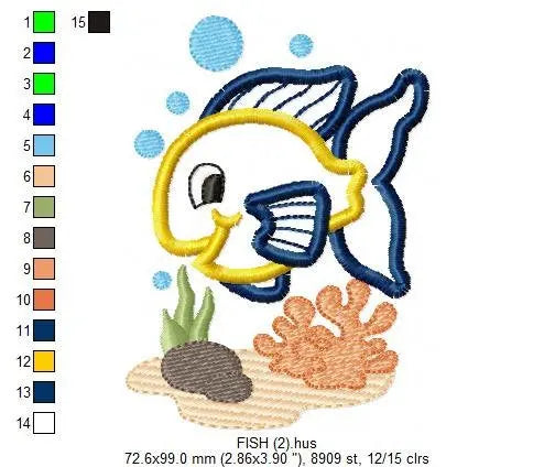 Golden fish embroidery designs - aquarium embroidery design machine embroidery pattern - children embroidery file - fishbowl applique design Marcia Embroidery