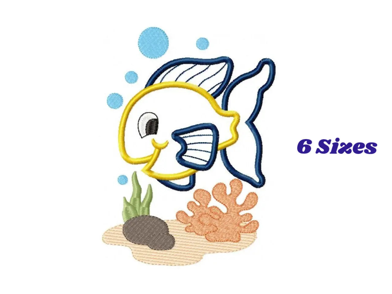 Golden fish embroidery designs - aquarium embroidery design machine embroidery pattern - children embroidery file - fishbowl applique design Marcia Embroidery