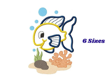 Golden fish embroidery designs - aquarium embroidery design machine embroidery pattern - children embroidery file - fishbowl applique design Marcia Embroidery